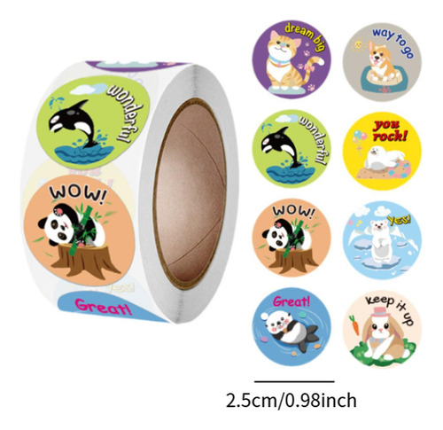 * 500 Pegatinas Redondas De Animales For Decoración, A