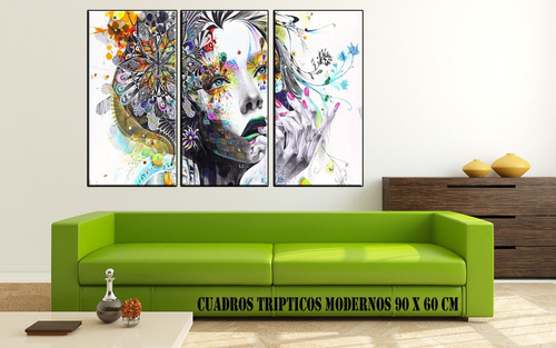 Cuadros Modernos Tripticos Abstractos 90x57 Cm Canvas A07