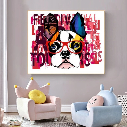 Imagen 2 de 9 de Cuadro- Perro Frenchie-decorativo-ultra Hd 100x70cm.