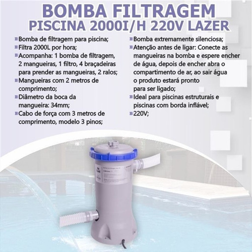 Bomba De Filtragem Filtro Piscina Bel Life 2000 L/h Belfix