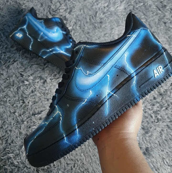 Macadán estático combinar Tenis Nike Air Force 1 Tormenta Azul Custom Pintados A Mano | Meses sin  intereses
