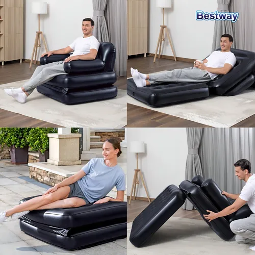 Sillon Inflable Sofá Cama Plegable Multiusos 4 En 1 Bestway Color Negro