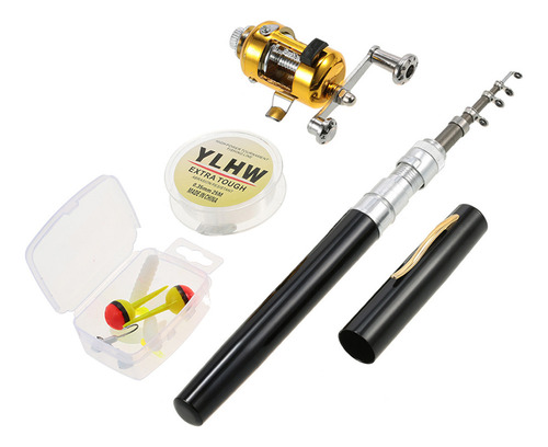 Mini Pole Pen + Rod Soft Reel Pole Jig Reel Fishing