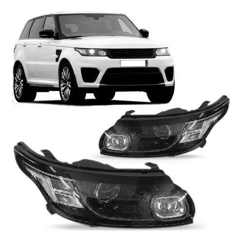 Farol Compativel C/ Range Rover 14/18 Black C/xenon 8 Pinos