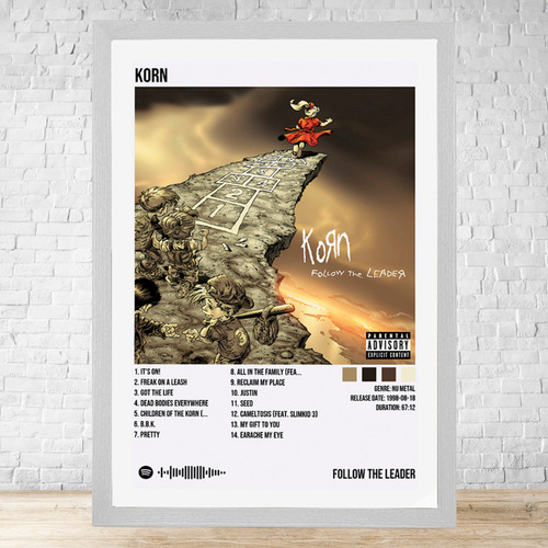 Cuadro Korn Follow The Leader 30x40 Con Vidrio Y Marco C633 Blanco Moderno