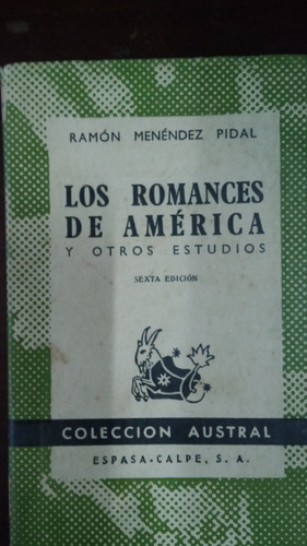Romances De América Y Otros Estudios / Menéndez Pidal 