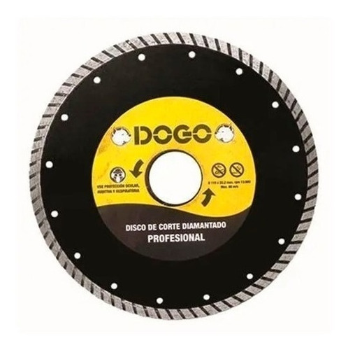 Disco Diamantado Corte Turbo 115mm - 4 1/2 Pulgadas Dogo Color Negro