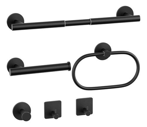 Juego 6 Accesorios Para Baño Autoadhesivo - Negro