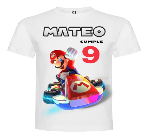 Polera Super Mario Kart Personalizada Algodón 100%