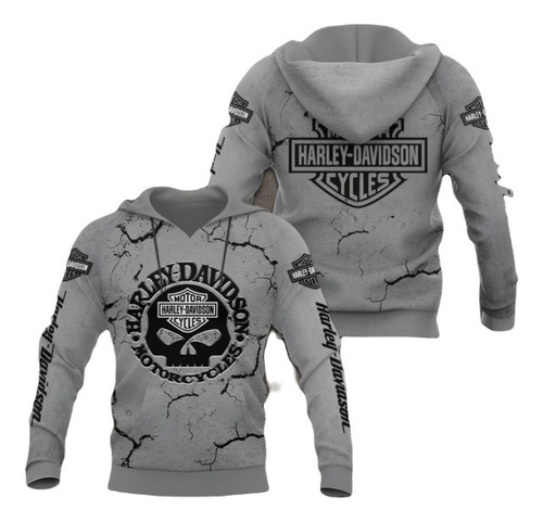 Sudadera Con Capucha Unisex Harley Davidson Motocycle Silver