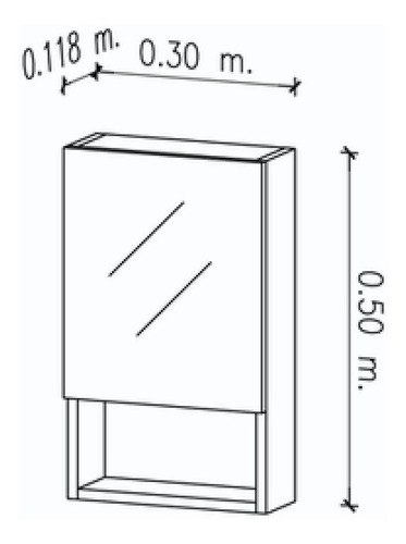 Imagen 2 de 8 de Botiquín Baño Amube Trento 30 X 50 Cm Blanco 1 Estante