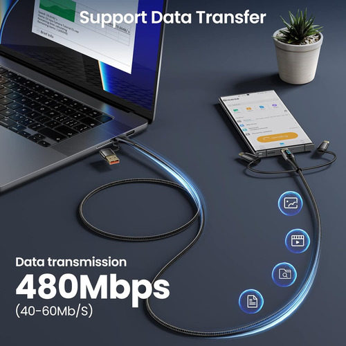 Cable De Carga Usb C A Multi, Usams 100w 4ft 5a Tipo C T...
