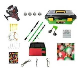 Combo Kit Pesca Reel + Caja Super Completa + Caña 2.10