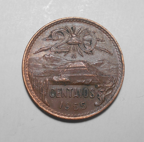 Mexico 20 Centavos 1965 - Pirámide - Excelente - Km#440