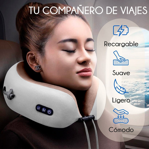 Almohada Masajeador Electrico Cuello Espalda Masaje Muscular Gris Con Café