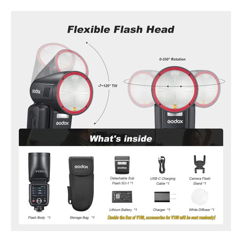Goodox V100s U Flash V100-s Usa 100w Cabeza Redonda Tocina Y