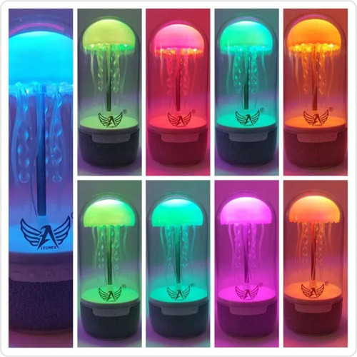 Caixinha Som E Luminária Água Viva Dançante Neon 3d Led Rgb