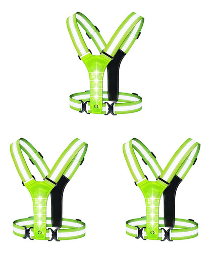 Chaleco Para Correr Reflectante Led, 3 Unidades, Elástico Y