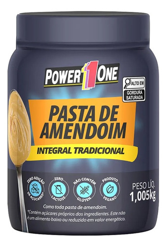 Pasta De Amendoim Integral Lisa 1kg - Power One - Premium