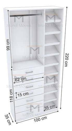 Módulo Closet M180.2021.b (sapateira E Gaveteiro) Cor Branco