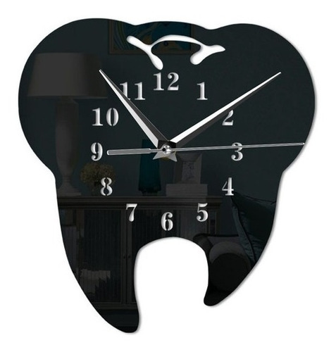 Reloj Pared 3d Acrílico Diseño Odontologo Diente Muela