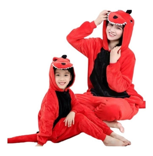 Pijama Enterizo Con Capucha Diasfraz Dragon Rojo  Kigurumi