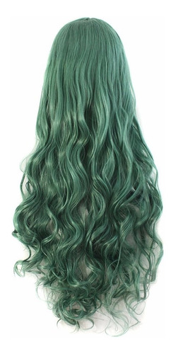¡ Peluca Ondulada 80cm Verde Pino Kanekalon Cosplay New !!