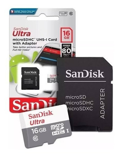 Micro Sd Ultra 16gb Classe10 80mbs Sandisk Original Lacrado