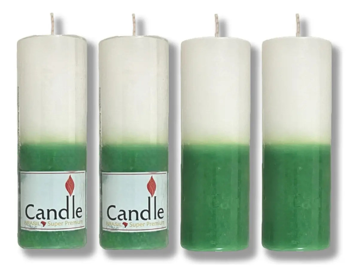 12 Velas 7 Dias Votiva Bicolor Branca E Verde 260g Parafina