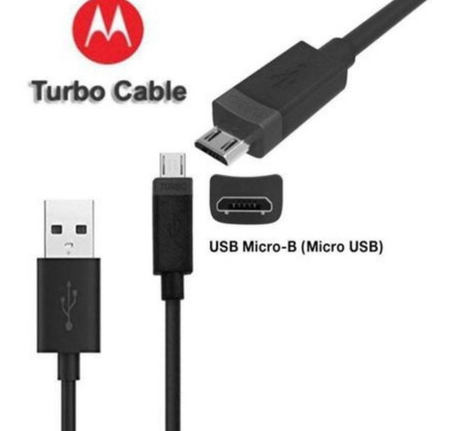 Cable Cargador Microusb V8 Para Motorola G5 G4 G3 C X2 E2 Color Negro