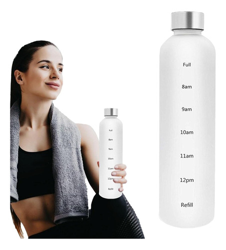 Sport Water Bottle - Matte Workout Water Bottle With Time