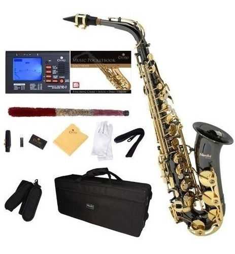 Saxofon Alto Negro/oro Mendini Con Funda Y Accesorios (xmp)