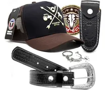 Comprar Kit Cinto Fivela Bainha De Canivete + Bone Country + Brindes