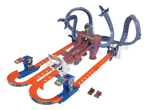 Pista de velocidade máxima Hot Wheels Racerverse Spiderman colorida