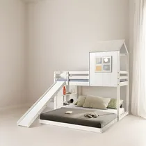 Comprar Cama Cabaña Con Tobogán Y Estantería Family Queen