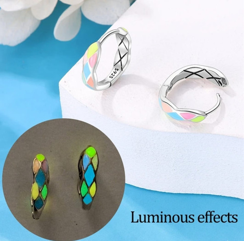Aretes Mujer De Plata Real S925, Arracadas Rombos Luminosos
