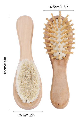 Juego De Cepillos Y Peines De Madera Para Bebés Con Cerdas D