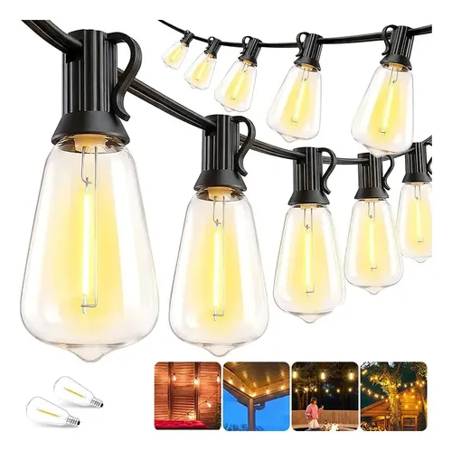 Varal Luzes Festao 30m 50 Lâmpadas Inclusas Cordão Decoração Branco Quente 110v