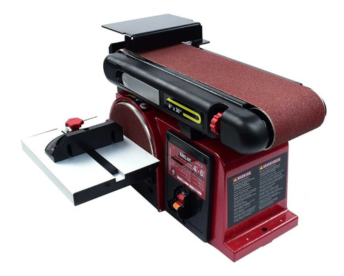 Lijadora de banco Profesional Portátil de Banda Ajustable de de 0 a 90 grados y disco de 6" Mesa de hierro Motor de inducción monofásico 1/2 HP 370 W. Capacidad de 3,600 RPMKN BD-46B KNOVA