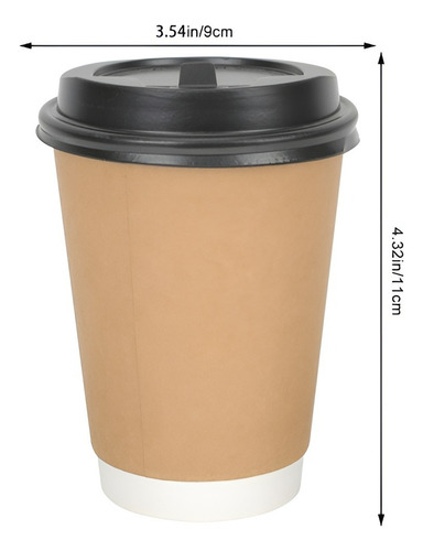 Set 100 Vasos Desechables Kraft Vaso Doble Pared C/tapa 8oz