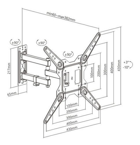Imagen 8 de 9 de Soporte Brateck Original Tv Monitor Led Lcd 32 A 55 Movil