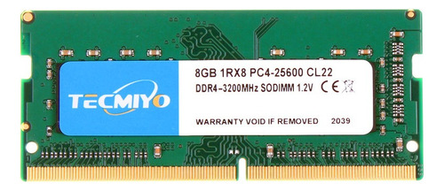 Memoria RAM gamer color verde 8GB 1 Tecmiyo 8G1RPC4-25600S-G0