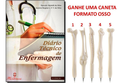 10 Livros Diário Técnico De Enfermagem + Caneta Osso
