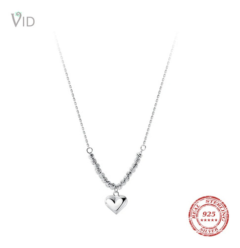 Collar Colgante Corazón Romántico Plata 925 Joyería Fina