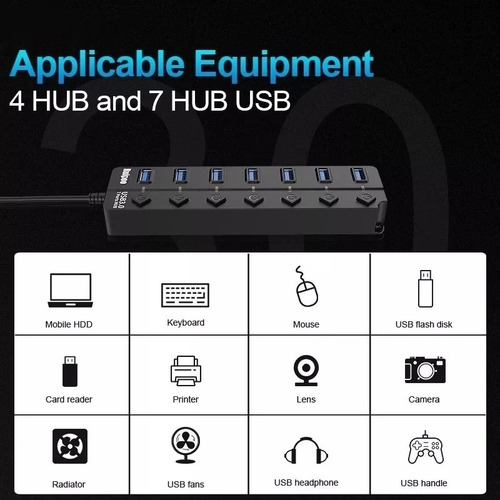 Hub Splitter Usb 3.0 A 4x Usb 3.0 Windows Mac Indicador Led