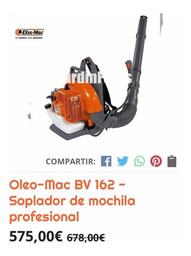Soplador De Hojas Mochila Oleo-mac Completamente Nuevo