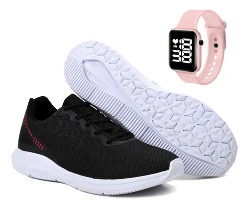 Kit Tênis Esportivo Masculino Feminino Academia + Relógio