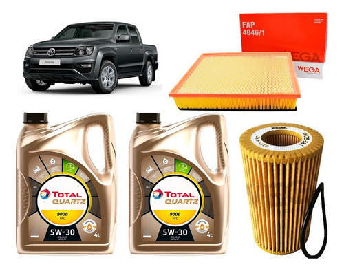 Kit Filtros Vw Amarok 3.0 V6 + Aceite Total 9000 5w30 8l