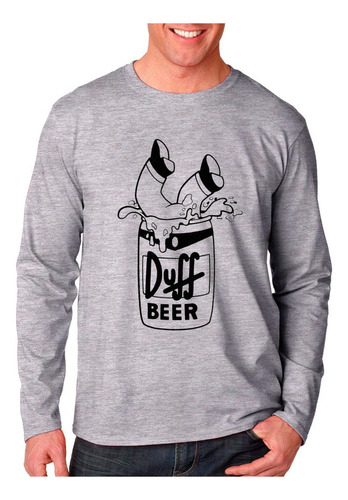 Polera Manga Larga Hombre Homero Dentro De La Cerveza Duff