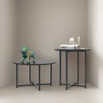 Comprar Mesa De Centro + Mesa Lateral Conjunto Living Metal Y Madera
